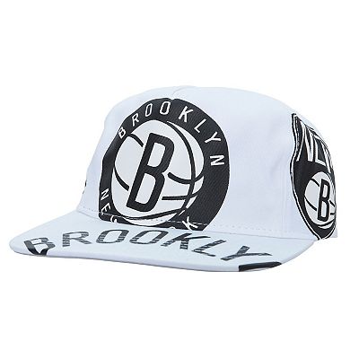 Men's Mitchell & Ness White Brooklyn Nets Hardwood Classics In Your Face Deadstock Snapback Hat