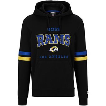 Men's BOSS X NFL Black/Royal Los Angeles Rams Touchdown Pullover Hoodie