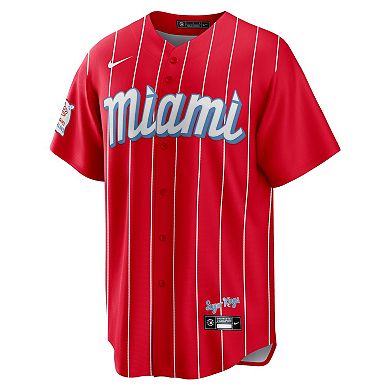 Men's Nike Red Miami Marlins City Connect Replica Team Jersey