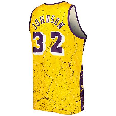 Men's Mitchell & Ness Magic Johnson Gold Los Angeles Lakers 1984-85 Hardwood Classics Player Burst Tank Top