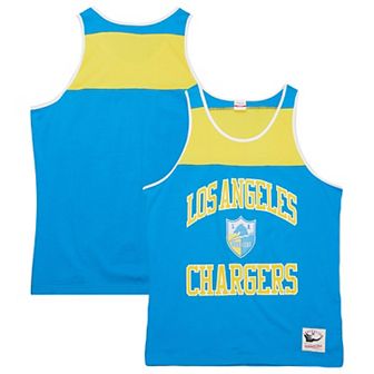 Men's Mitchell & Ness Powder Blue/Gold Los Angeles Chargers Gridiron Classics Heritage Colorblock Tank Top