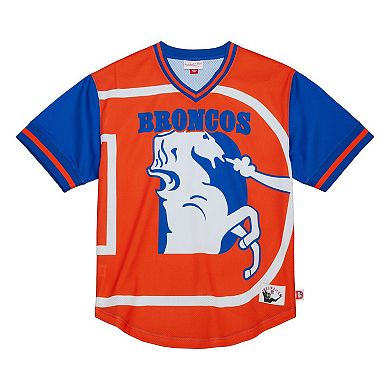 Men's Mitchell & Ness Royal Denver Broncos Jumbotron 3.0 Mesh V-Neck T-Shirt