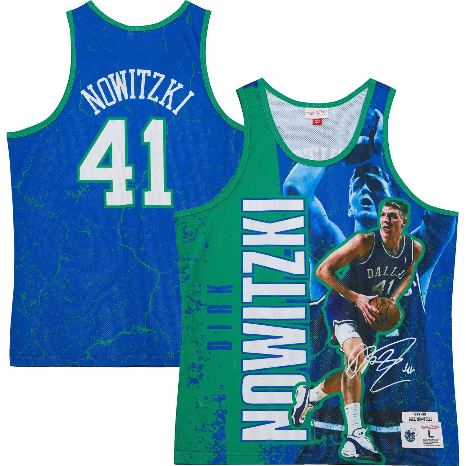 Mitchell & Ness Dirk Nowitzki White Dallas Mavericks 1998 Doodle Swingman Jersey