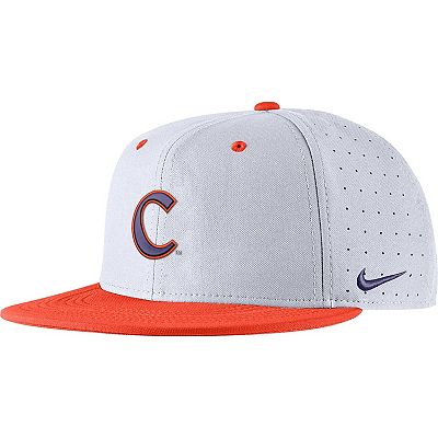Men s Nike White Clemson Tigers Aero True Baseball Performance Fitted Hat