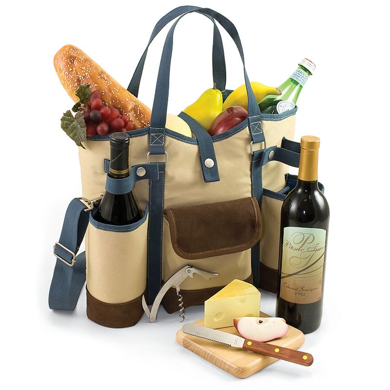 90981379 Picnic Time Wine Country Wine Tote, Beig/Green, CO sku 90981379