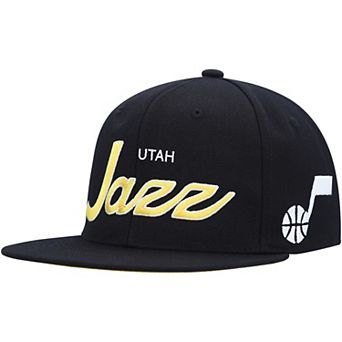 Men's Mitchell & Ness Black Utah Jazz Hardwood Classics Script 2.0 Snapback Hat