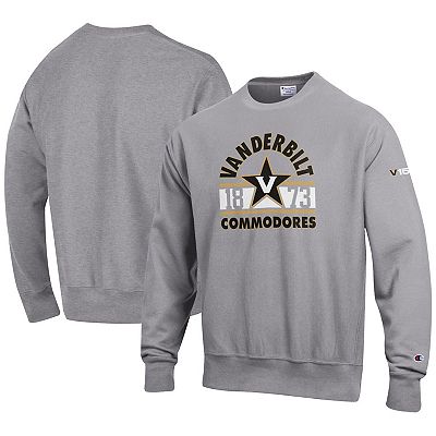 Men s Champion Heather Gray Vanderbilt Commodores 150th Anniversary Reverse Weave Pullover Sweatshirt