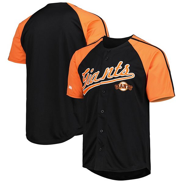 Men's Stitches Black San Francisco Giants Button-Down Raglan Fashion Jersey Size: Medium