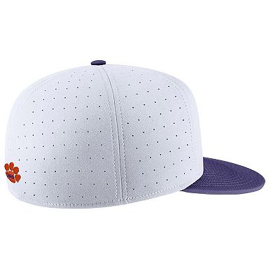 Men's Nike White Clemson Tigers Aero True Baseball Performance Fitted Hat