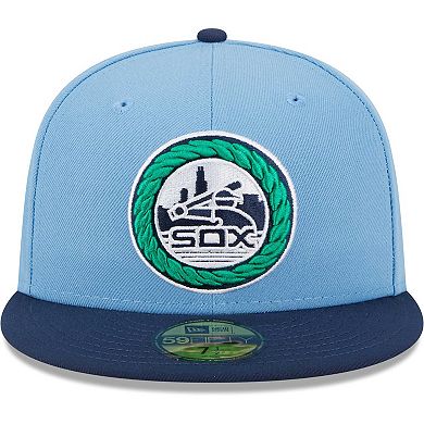 Men's New Era Light Blue/Navy Chicago White Sox Green Undervisor 59FIFTY Fitted Hat