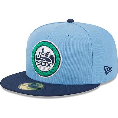 Men's New Era Light Blue/Navy Chicago White Sox Green Undervisor 59FIFTY Fitted Hat