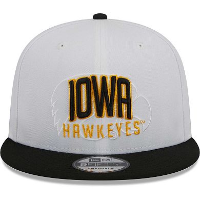 Men's New Era White/Black Iowa Hawkeyes Two-Tone Layer 9FIFTY Snapback Hat