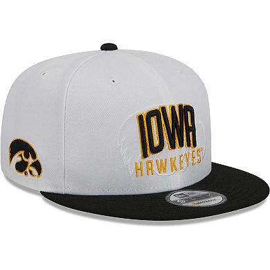 Men's New Era White/Black Iowa Hawkeyes Two-Tone Layer 9FIFTY Snapback Hat