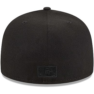 Men's New Era Black Florida Marlins Cooperstown Collection Tonal Flag 59FIFTY Fitted Hat
