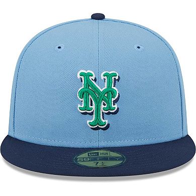 Men's New Era Light Blue/Navy New York Mets Green Undervisor 59FIFTY Fitted Hat