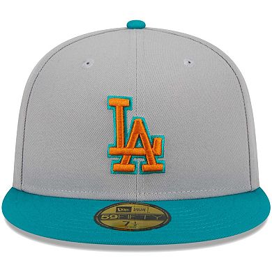 Men's New Era Gray/Teal Los Angeles Dodgers 59FIFTY Fitted Hat