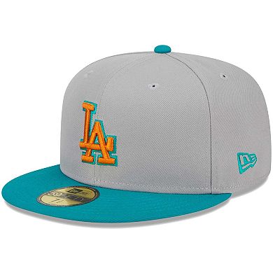 Men's New Era Gray/Teal Los Angeles Dodgers 59FIFTY Fitted Hat