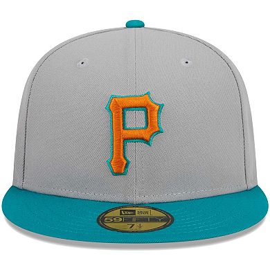 Men's New Era Gray/Teal Pittsburgh Pirates  59FIFTY Fitted Hat