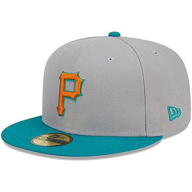 Men's New Era Gray/Teal Pittsburgh Pirates  59FIFTY Fitted Hat