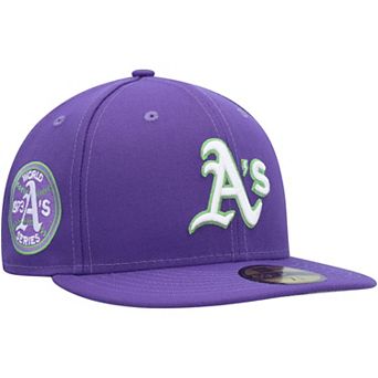 Men's New Era Purple Oakland Athletics Lime Side Patch 59FIFTY Fitted Hat