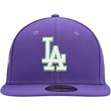 Men's New Era Purple Los Angeles Dodgers Lime Side Patch 59FIFTY Fitted Hat