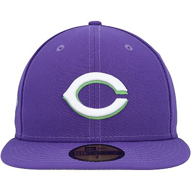 Men's New Era Purple Cincinnati Reds Lime Side Patch 59FIFTY Fitted Hat