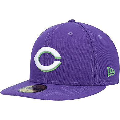 Men's New Era Purple Cincinnati Reds Lime Side Patch 59FIFTY Fitted Hat