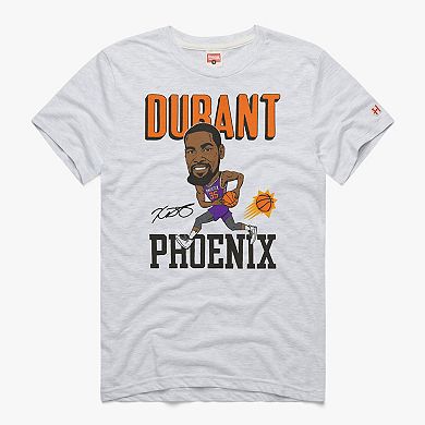 Men's Homage Kevin Durant Ash Phoenix Suns Caricature Tri-Blend T-Shirt