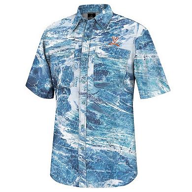 Men's Colosseum Blue Virginia Cavaliers Realtree Aspect Charter Full-Button Fishing Shirt