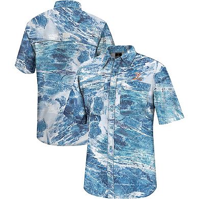 Men's Colosseum Blue Virginia Cavaliers Realtree Aspect Charter Full-Button Fishing Shirt