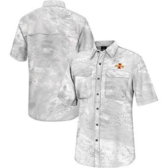 Men's Colosseum White Iowa State Cyclones Realtree Aspect Charter Full-Button Fishing Shirt