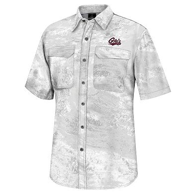 Men's Colosseum White Montana Grizzlies Realtree Aspect Charter Full-Button Fishing Shirt