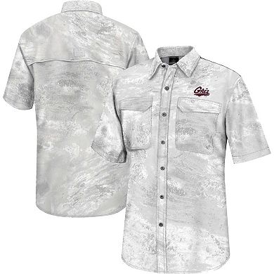 Men's Colosseum  White Montana Grizzlies Realtree Aspect Charter Full-Button Fishing Shirt