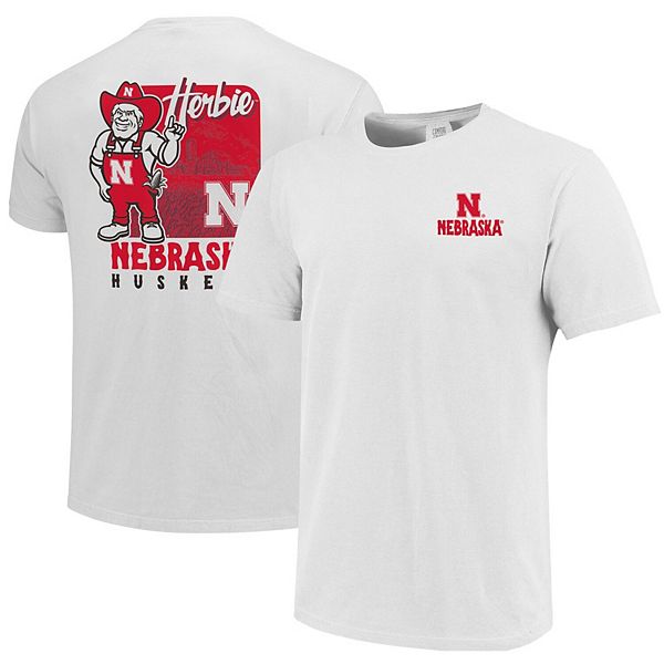 Men's White Nebraska Huskers Herbie Mascot TShirt