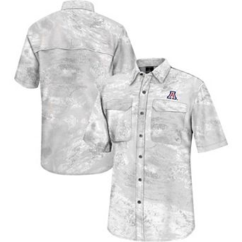 Men's Colosseum White Arizona Wildcats Realtree Aspect Charter Full-Button Fishing Shirt