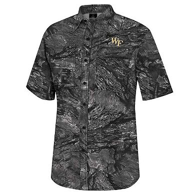 Men's Colosseum Charcoal Wake Forest Demon Deacons Realtree Aspect Charter Full-Button Fishing Shirt