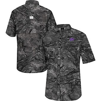 Men's Colosseum Charcoal Kansas State Wildcats Realtree Aspect Charter Full-Button Fishing Shirt
