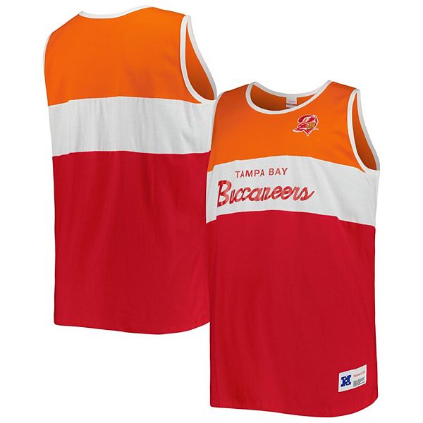 Men's Mitchell & Ness Orange/Red Tampa Bay Buccaneers Split Body Tank Top