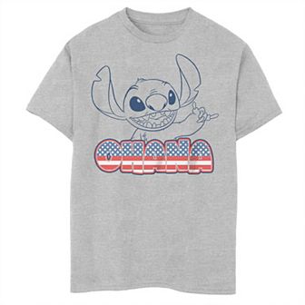 Disney's Boys 8-20 Lilo And Stitch USA Flag Filled Ohana Tee