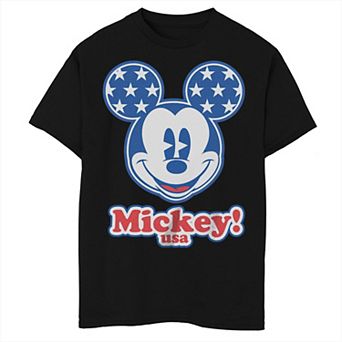 Disney's Boys 8-20 Mickey Mouse Patriotic Ears Logo Tee