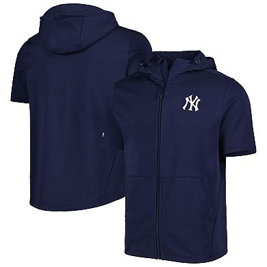 Men's Levelwear Navy New York Yankees Recruit Full-Zip Short Sleeve Hoodie