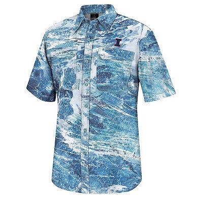 Men's Colosseum Blue Illinois Fighting Illini Realtree Aspect Charter Full-Button Fishing Shirt