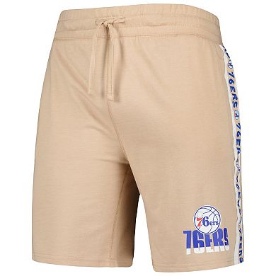 Men's Concepts Sport Tan Philadelphia 76ers Team Stripe Shorts