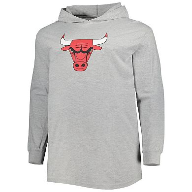 Men's Fanatics Branded Heather Gray Chicago Bulls Big & Tall Pullover Hoodie