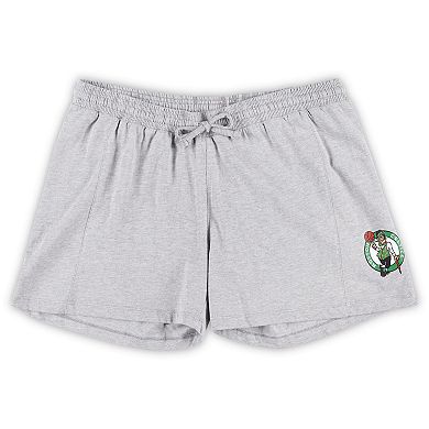 Women's Fanatics Branded Kelly Green/Heather Gray Boston Celtics Plus Size T-Shirt & Shorts Combo Set