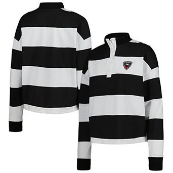 Women's Antigua White D.C. United Radical Rugby Stripe Long Sleeve T-Shirt