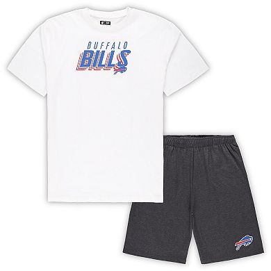 Men's Concepts Sport White/Charcoal Buffalo Bills Big & Tall T-Shirt and Shorts Set