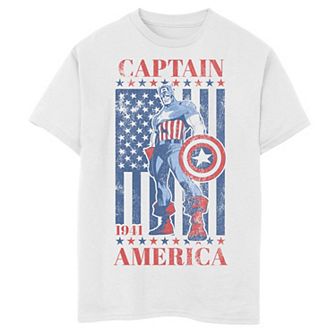 Boys 8-20 Captain America Vintage USA Flag Poster Graphic Tee