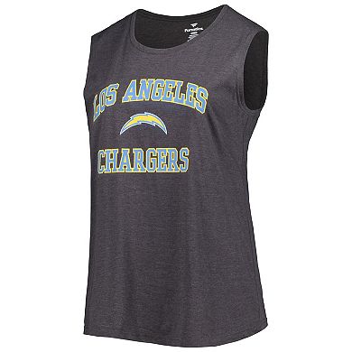 Women's Fanatics Branded Heather Charcoal Los Angeles Chargers Plus Size Tank Top