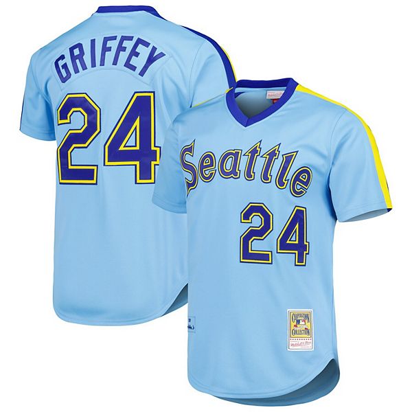 Men's Seattle Mariners Ken Griffey Jr. Majestic Light Blue Cooperstown  Collection Cool Base Player Jersey